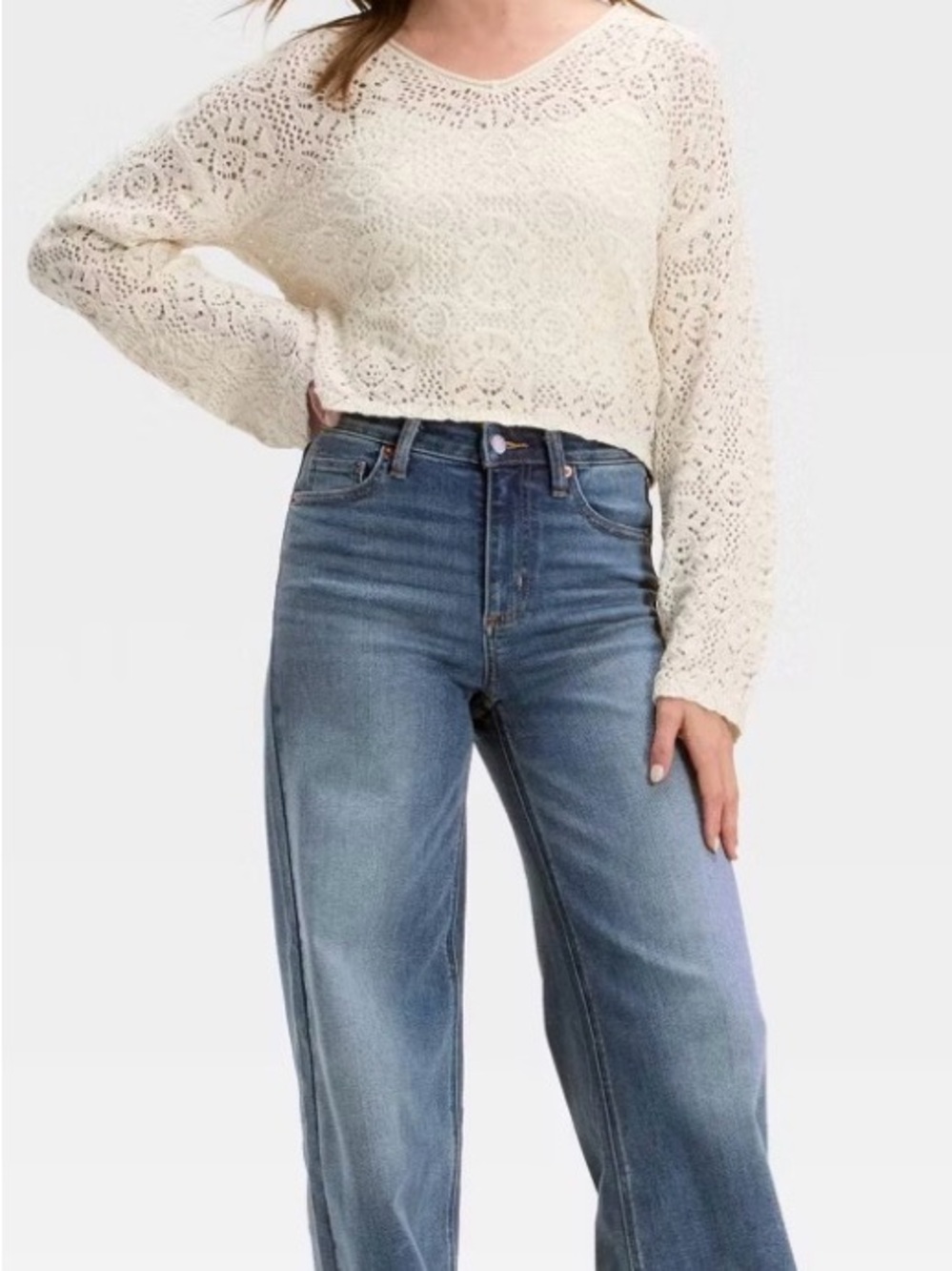 NWT Universal Thread Everyday High-Rise Wide Leg Jeans Vintage Med Wash Size 10